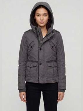 EUC Aritzia TNA Women's Platoon faux fur lined Hooded Utility Jacket - Gray